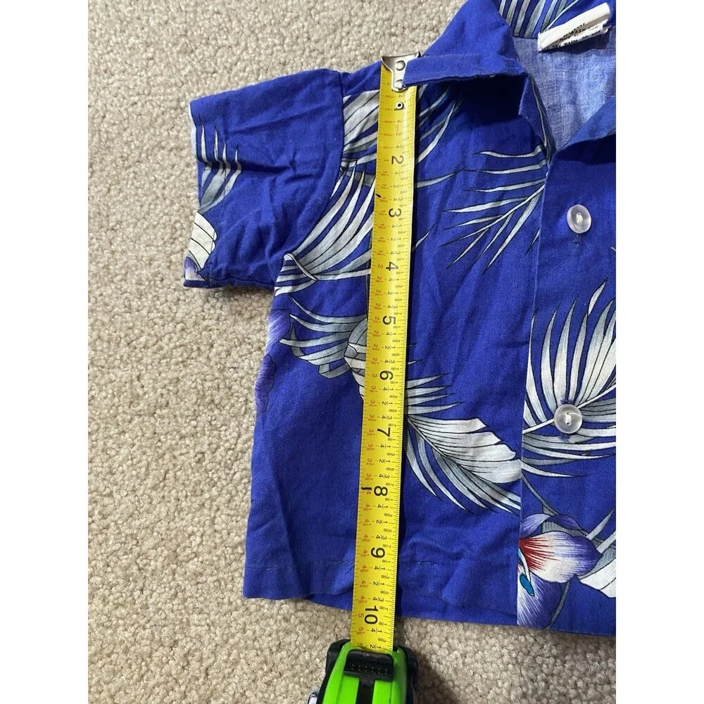 Vintage Nikky Hawaii Kids Blue Tropical Floral Shirt Shorts Set Size 12 Months